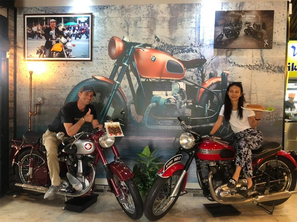 Guests eating at The Bikers Café