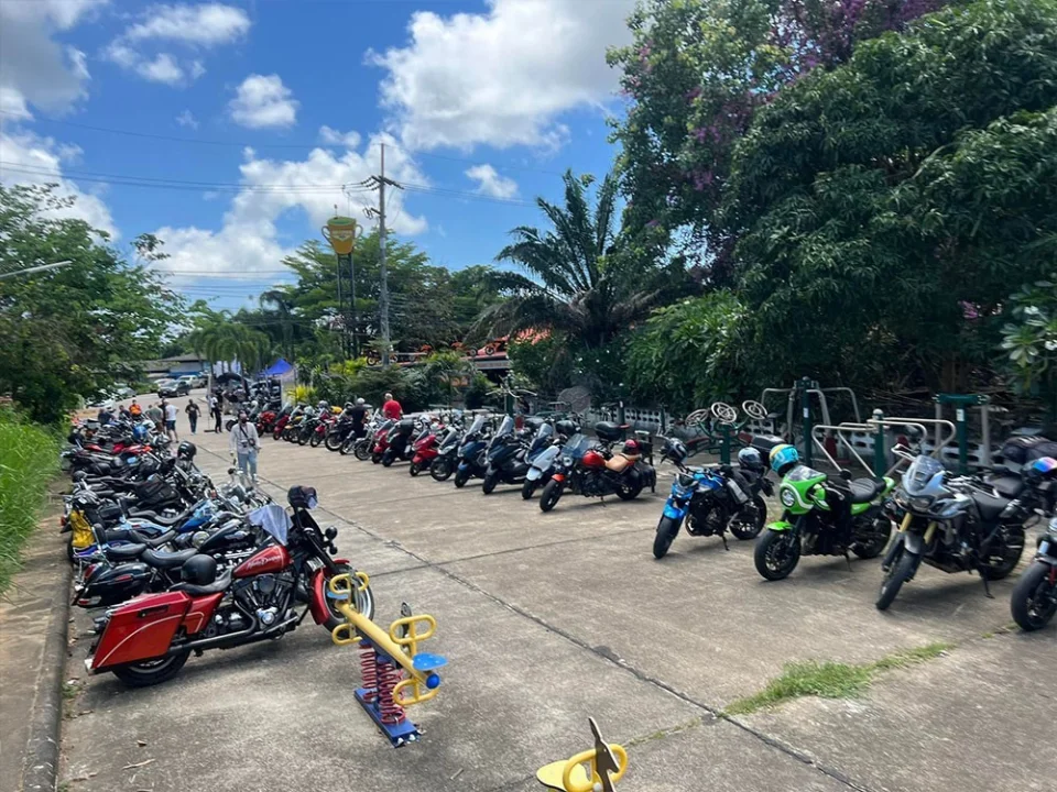 Groups at the tables of The Bikers Café
