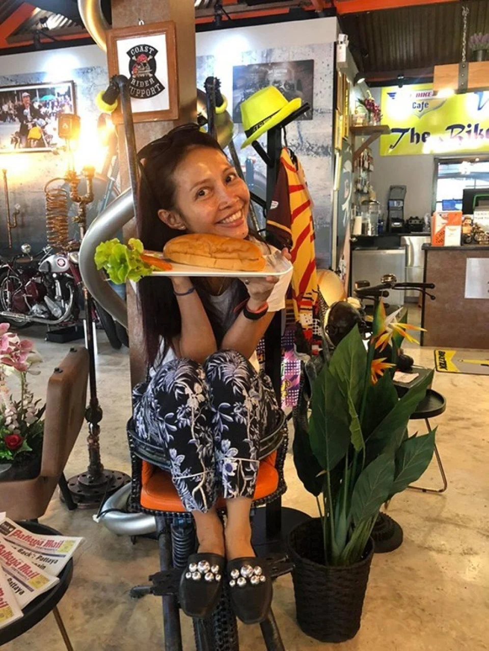 Guests eating at The Bikers Café