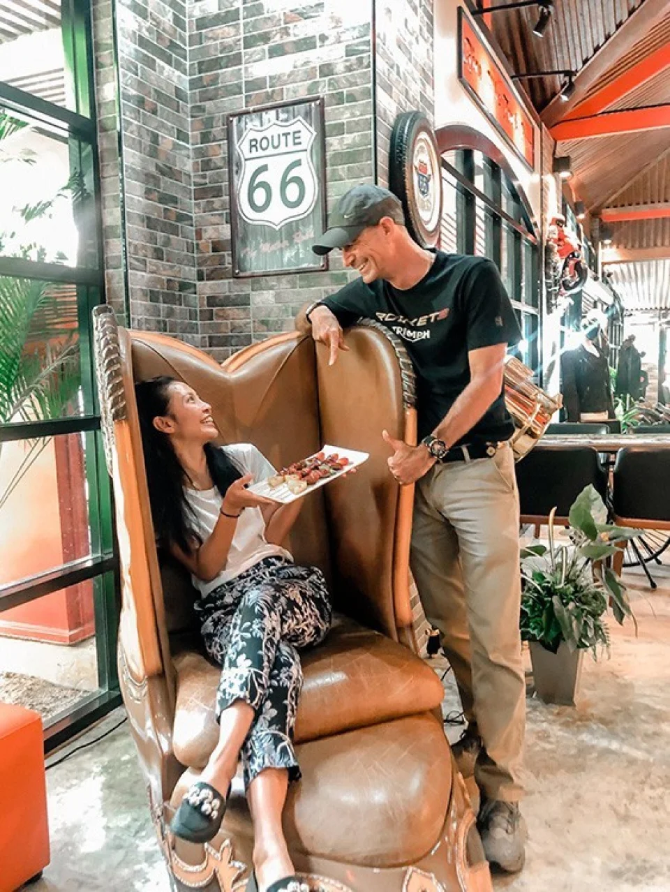 Guests eating at The Bikers Café