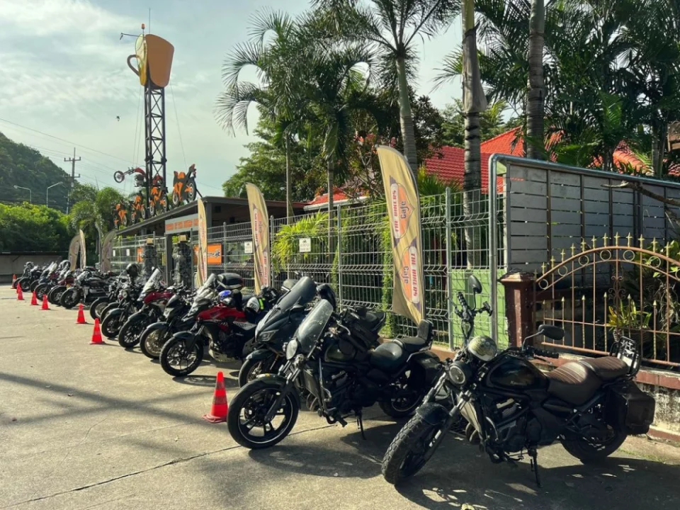 Groups at the tables of The Bikers Café