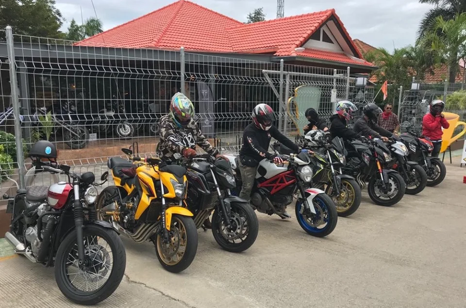 Bikes parked at The Bikers Café in 2019